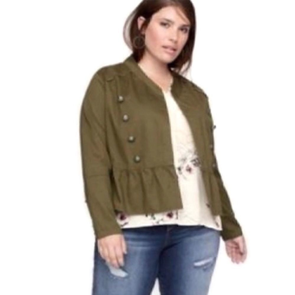 NWT Sejour Olive Green Military Style Jacket 16W